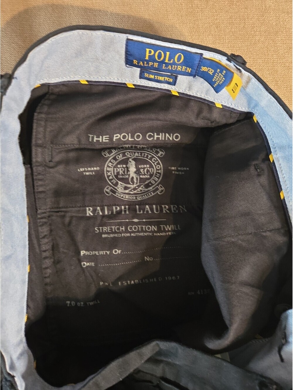 Polo Ralph Lauren Stretch Slim Fit Mens Chino Pants 30x32 Black Classic - Picture 3 of 6